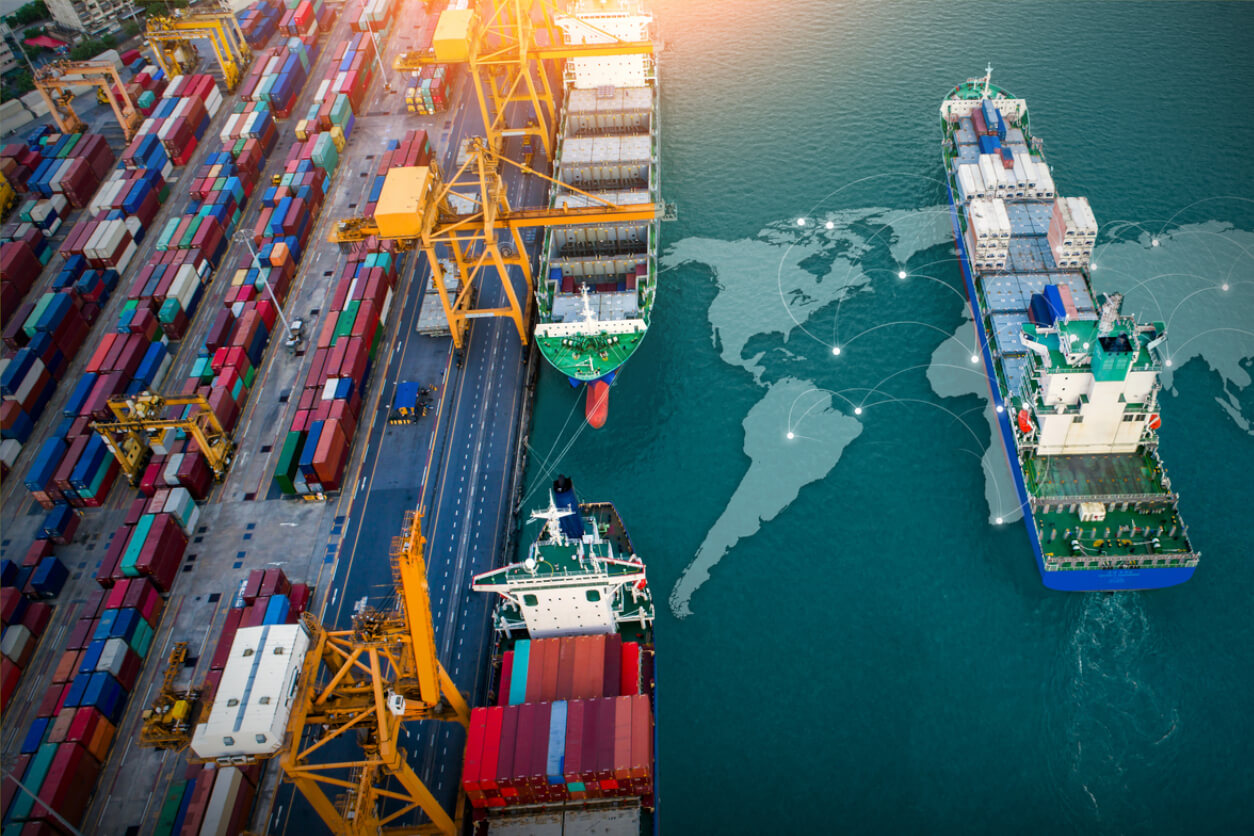 Shipping Container Ship in Harbor